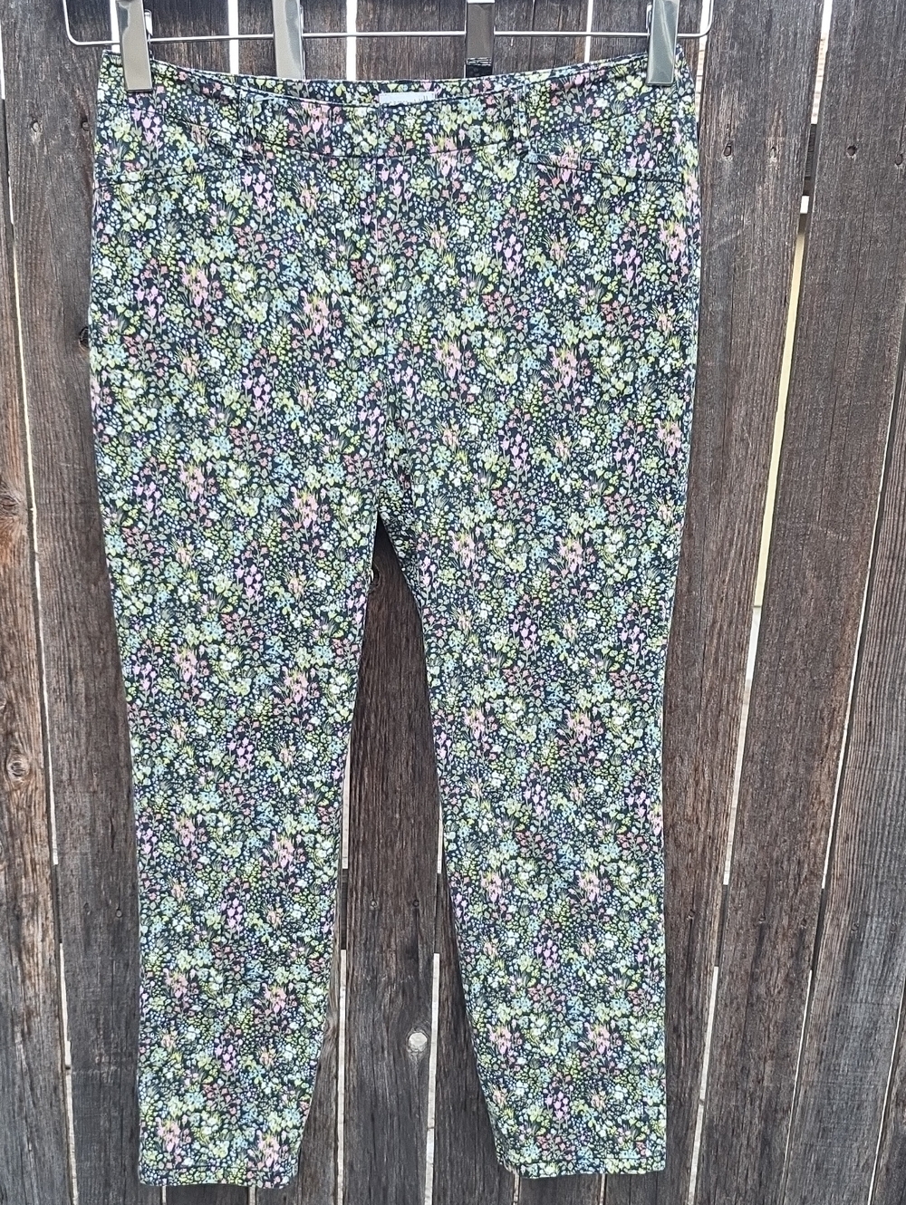 J. Jill Live-In Chino Floral Ankle Pants - Black, Pink, Yellow Cottagecore